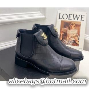 Super Quality Chanel Calfskin CC Foldover Ankle Boots 3.5cm Black 025072