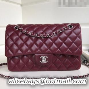 Best Price Chanel Quilted Lambskin Classic Medium Flap Bag A01112 Burgundy/Silver 2023