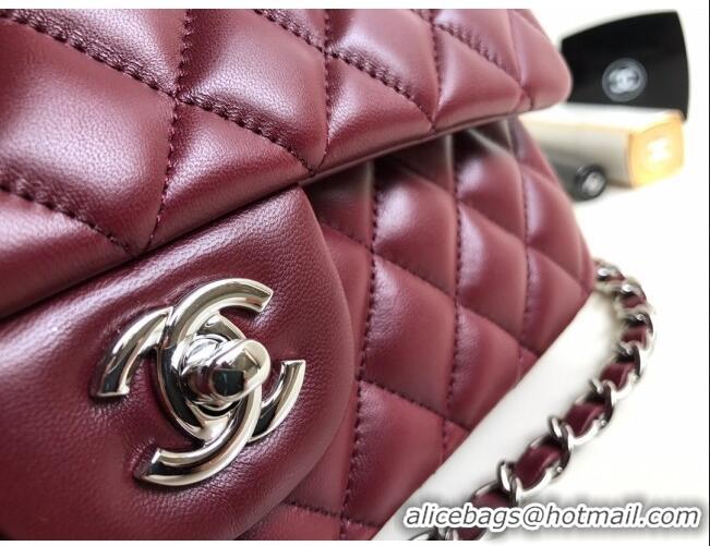 Best Price Chanel Quilted Lambskin Classic Medium Flap Bag A01112 Burgundy/Silver 2023