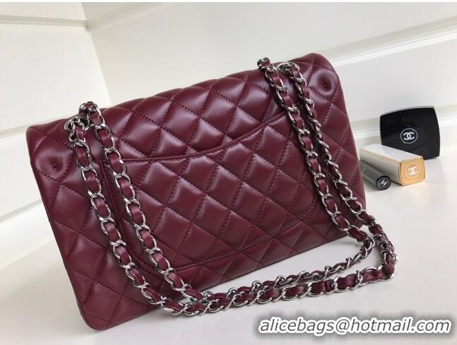 Best Price Chanel Quilted Lambskin Classic Medium Flap Bag A01112 Burgundy/Silver 2023