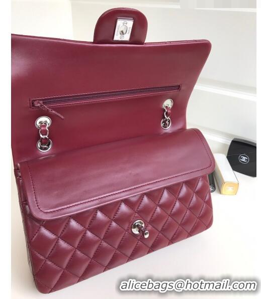 Best Price Chanel Quilted Lambskin Classic Medium Flap Bag A01112 Burgundy/Silver 2023