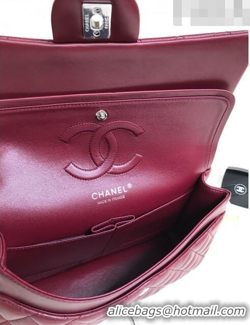 Best Price Chanel Quilted Lambskin Classic Medium Flap Bag A01112 Burgundy/Silver 2023