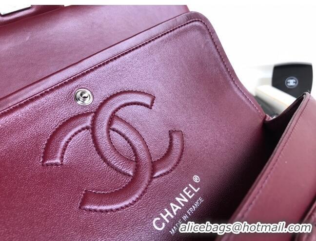 Best Price Chanel Quilted Lambskin Classic Medium Flap Bag A01112 Burgundy/Silver 2023