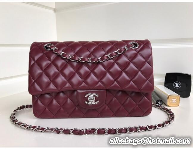 Best Price Chanel Quilted Lambskin Classic Medium Flap Bag A01112 Burgundy/Silver 2023