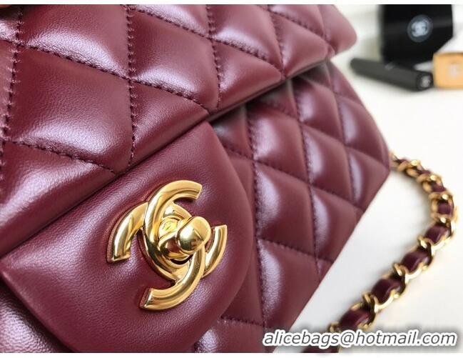 Top Quality Chanel Quilted Lambskin Classic Medium Flap Bag A01112 Burgundy/Gold 2023