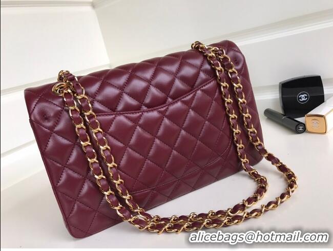 Top Quality Chanel Quilted Lambskin Classic Medium Flap Bag A01112 Burgundy/Gold 2023