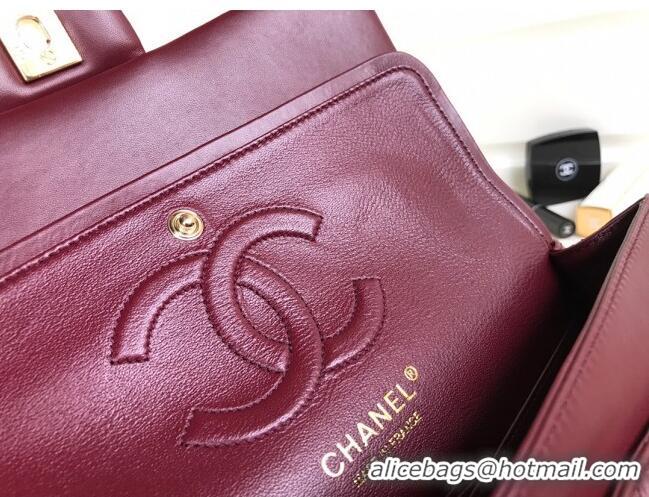 Top Quality Chanel Quilted Lambskin Classic Medium Flap Bag A01112 Burgundy/Gold 2023