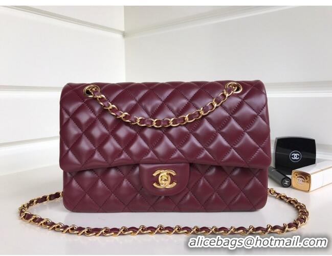 Top Quality Chanel Quilted Lambskin Classic Medium Flap Bag A01112 Burgundy/Gold 2023