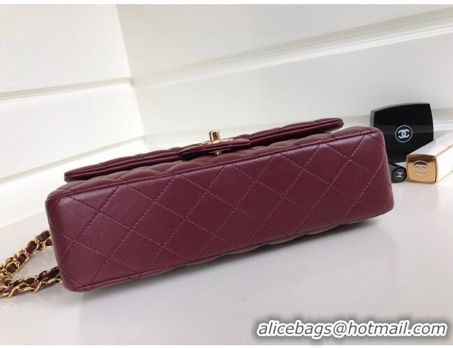 Top Quality Chanel Quilted Lambskin Classic Medium Flap Bag A01112 Burgundy/Gold 2023