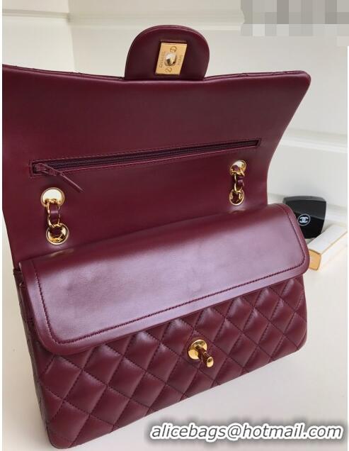 Top Quality Chanel Quilted Lambskin Classic Medium Flap Bag A01112 Burgundy/Gold 2023