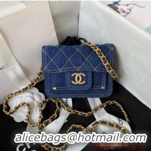 Low Cost Design Chanel MINI FLAP BAG Denim AP4052 Blue