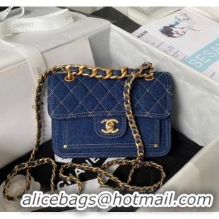 Good Quality Chanel SMALL FLAP BAG Denim AS4051 Blue