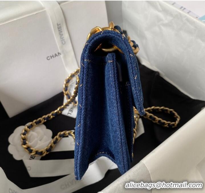 Good Quality Chanel SMALL FLAP BAG Denim AS4051 Blue