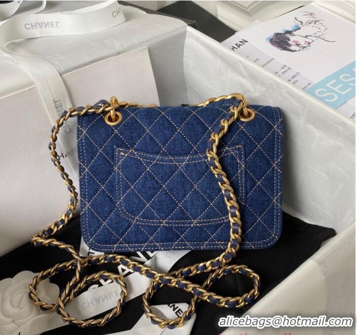 Good Quality Chanel SMALL FLAP BAG Denim AS4051 Blue