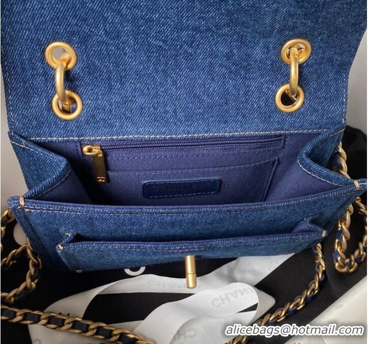 Good Quality Chanel SMALL FLAP BAG Denim AS4051 Blue