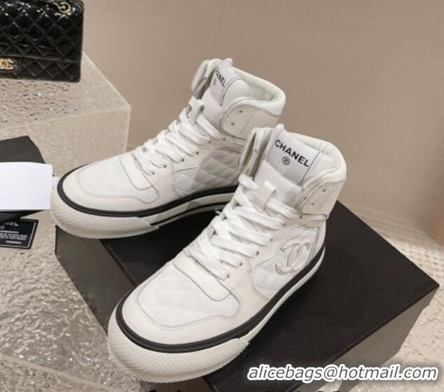 Best Product Chanel Calfskin High top Sneakers White 025089