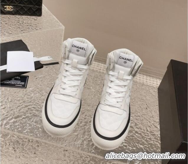 Best Product Chanel Calfskin High top Sneakers White 025089