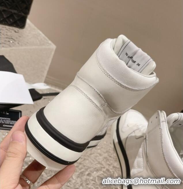 Best Product Chanel Calfskin High top Sneakers White 025089