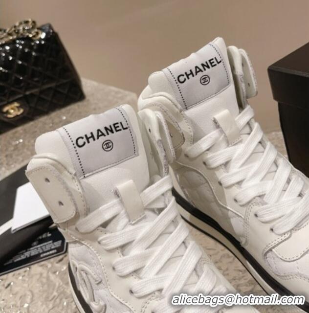 Best Product Chanel Calfskin High top Sneakers White 025089