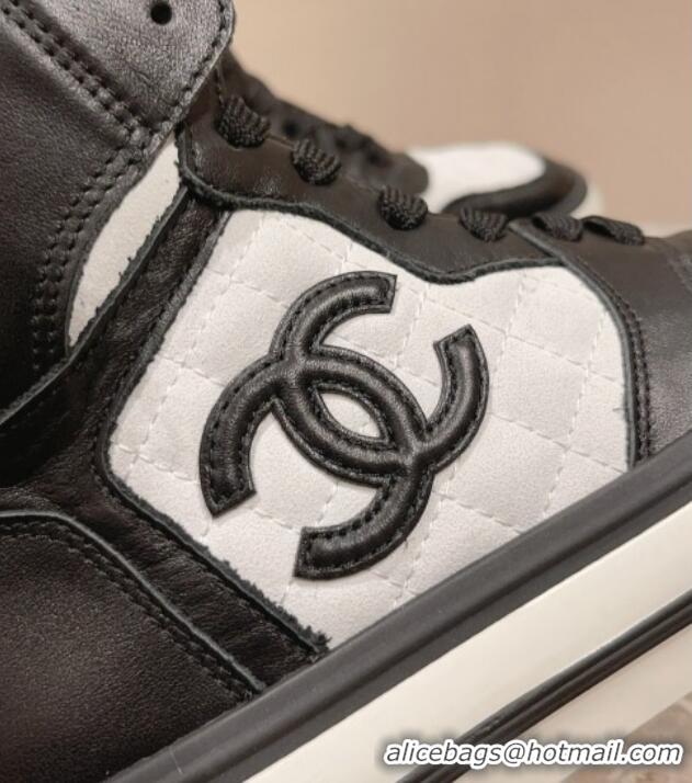 Top Grade Chanel Calfskin High top Sneakers Black/White 025091