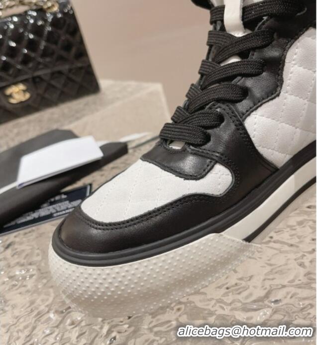 Top Grade Chanel Calfskin High top Sneakers Black/White 025091