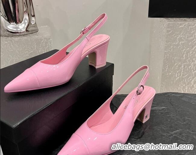 Good Looking Chanel Patent Calfskin Slingback Pumps 6cm Pink 025098