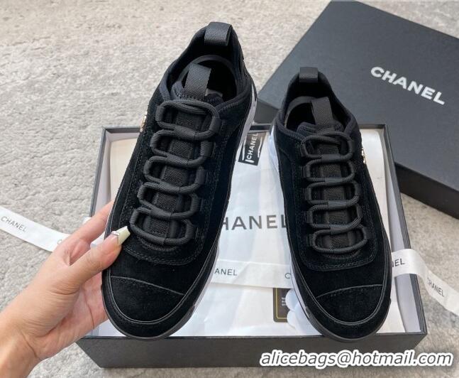 Good Looking Chanel Suede Sneakers G39070 Black 025103