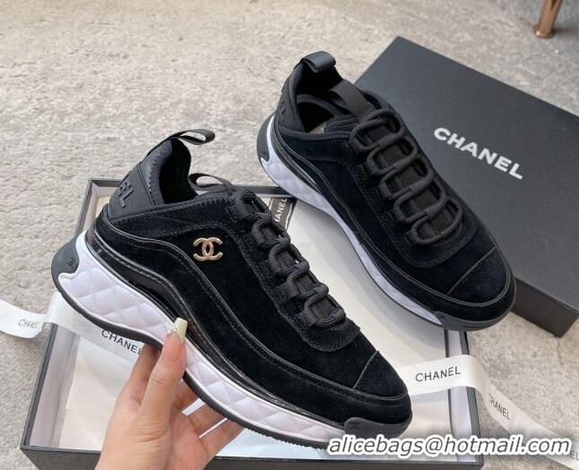 Good Looking Chanel Suede Sneakers G39070 Black 025103