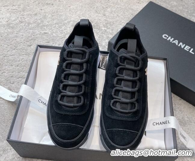 Good Looking Chanel Suede Sneakers G39070 Black 025103