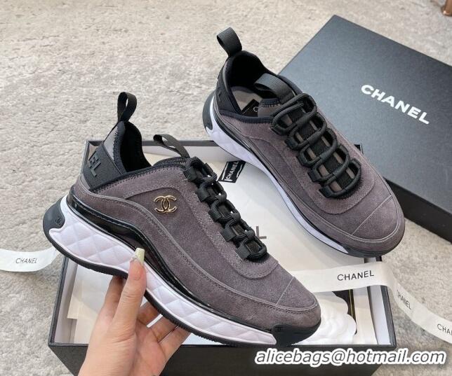 Best Product Chanel Suede Sneakers G39070 Grey 025105