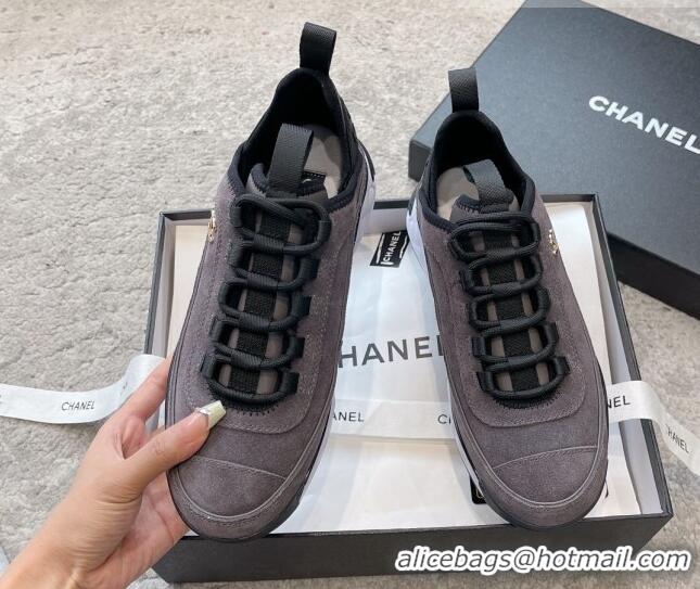 Best Product Chanel Suede Sneakers G39070 Grey 025105