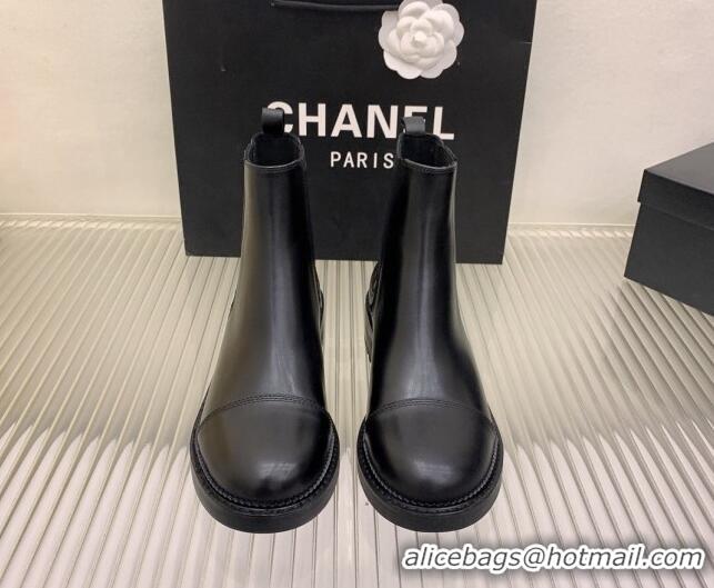 Elegant Chanel Shiny Calfskin Ankle Boots Black 103004