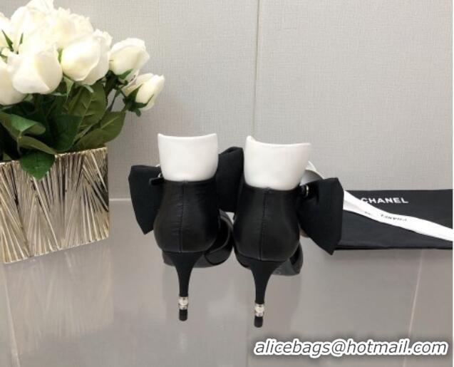 Discount Chanel Lambskin Pumps with Camellia Bloom Black 103012