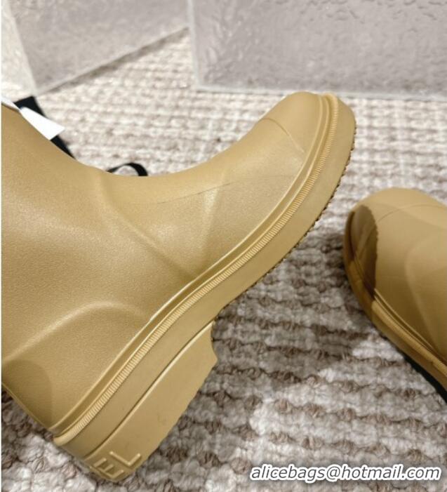 Buy Luxury Chanel Rubber Ankle Boots with Front CC Beige 103016