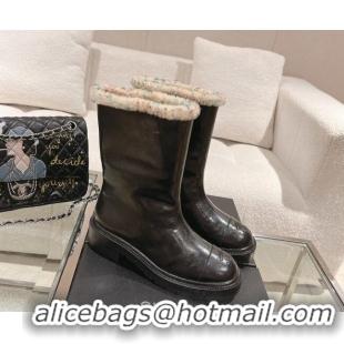 Best Product Chanel Crinkled Calfskin & Shearling Ankle Boots Black/Multicolor 103030