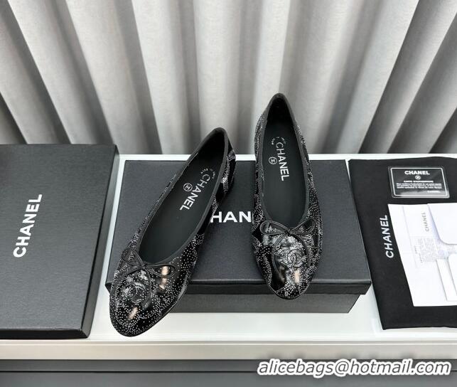 Shop Duplicate Chanel Printed Calfskin Ballet Flats Black/White 103035