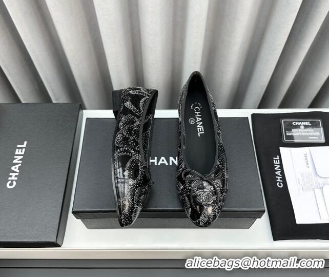 Shop Duplicate Chanel Printed Calfskin Ballet Flats Black/White 103035