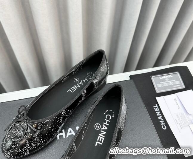 Shop Duplicate Chanel Printed Calfskin Ballet Flats Black/White 103035