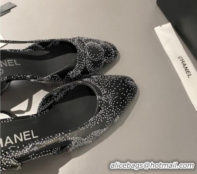 Unique Discount Chanel Printed Calfskin Slingbacks Pumps 6.5cm Black/White 1103036