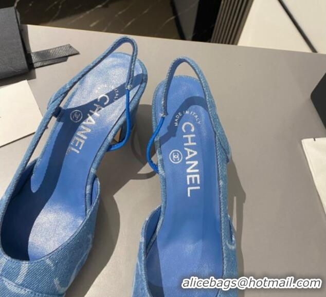 Trendy Design Chanel CC Denim Slingbacks Pumps 6.5cm Light Blue 103049