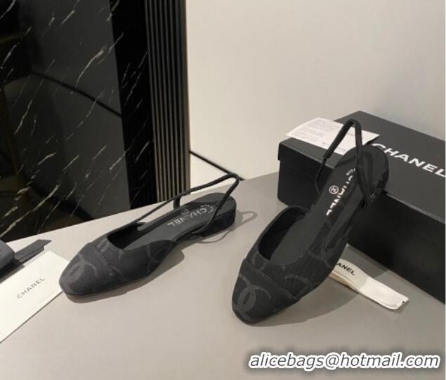 Charming Chanel CC Denim Slingbacks Flat Black 1103060