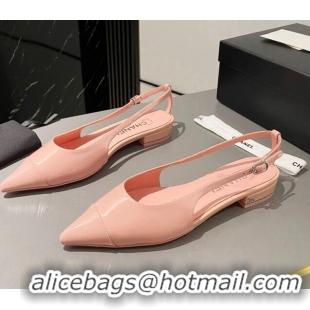 Best Price Chanel Patent Calfskin Slingbacks Flat Light Pink 103064