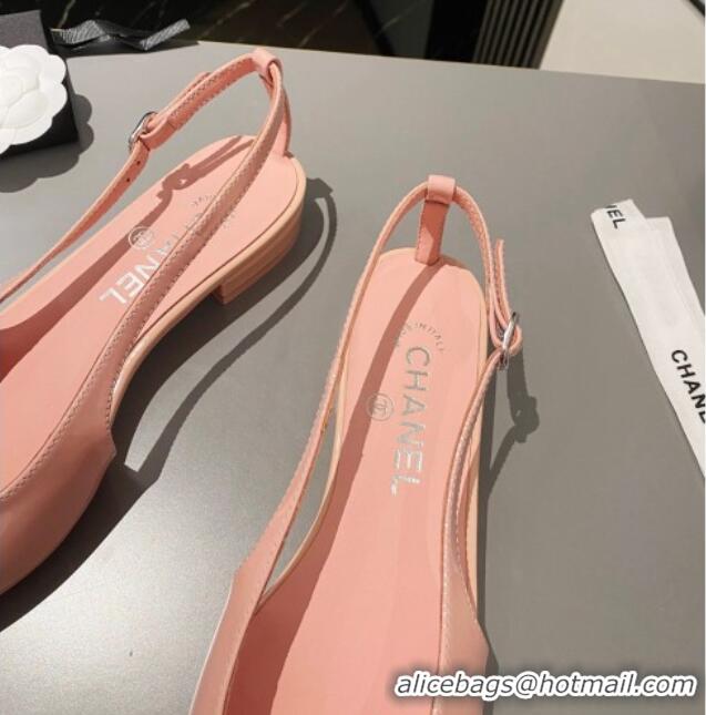 Best Price Chanel Patent Calfskin Slingbacks Flat Light Pink 103064