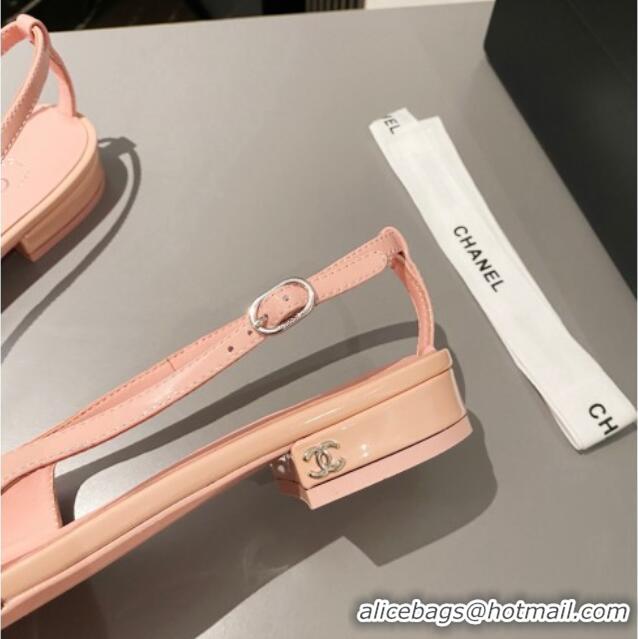 Best Price Chanel Patent Calfskin Slingbacks Flat Light Pink 103064