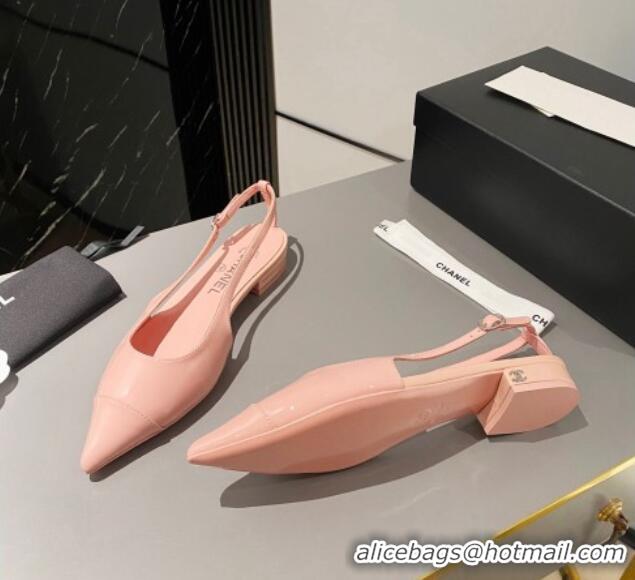 Best Price Chanel Patent Calfskin Slingbacks Flat Light Pink 103064