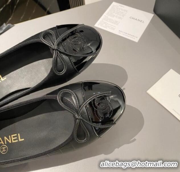 Best Quality Chanel Stone Embossed Calfskin Ballet Flats Black 103067