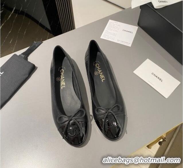 Best Quality Chanel Stone Embossed Calfskin Ballet Flats Black 103067