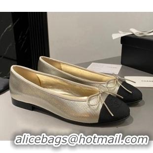 Durable Chanel Embossed Calfskin Ballet Flats Gold 103069