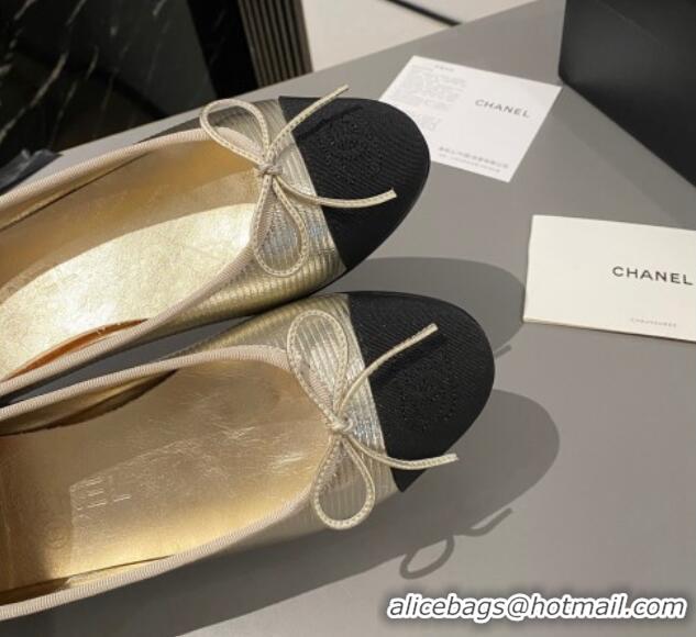 Durable Chanel Embossed Calfskin Ballet Flats Gold 103069