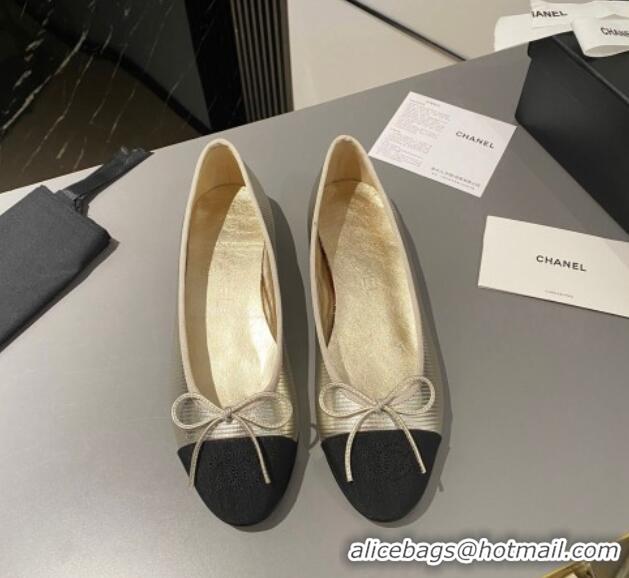 Durable Chanel Embossed Calfskin Ballet Flats Gold 103069